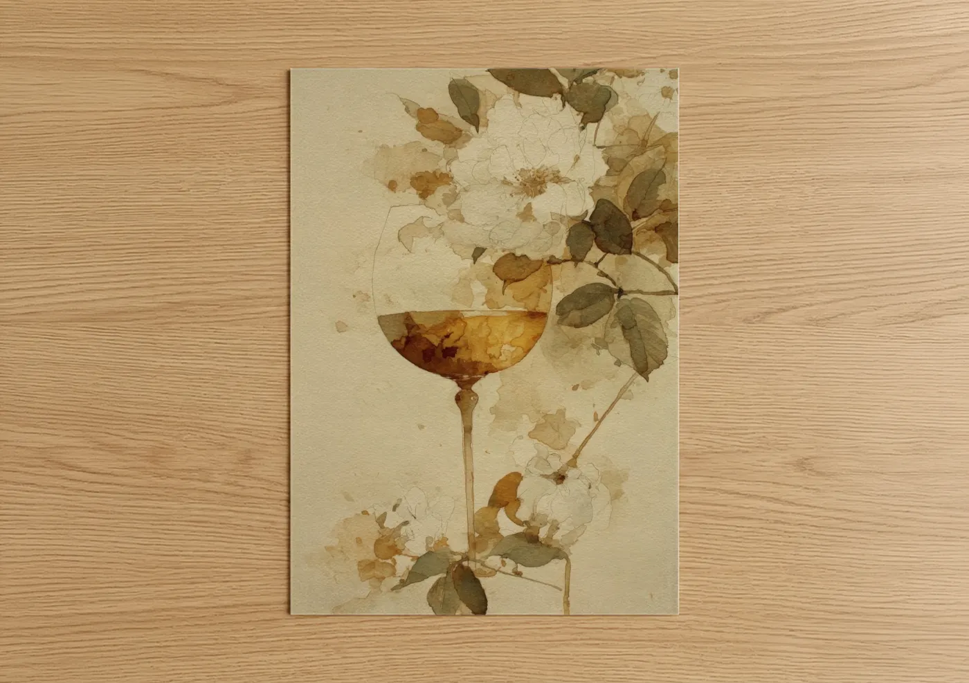 Autumn White Wine Watercolor Wall Art