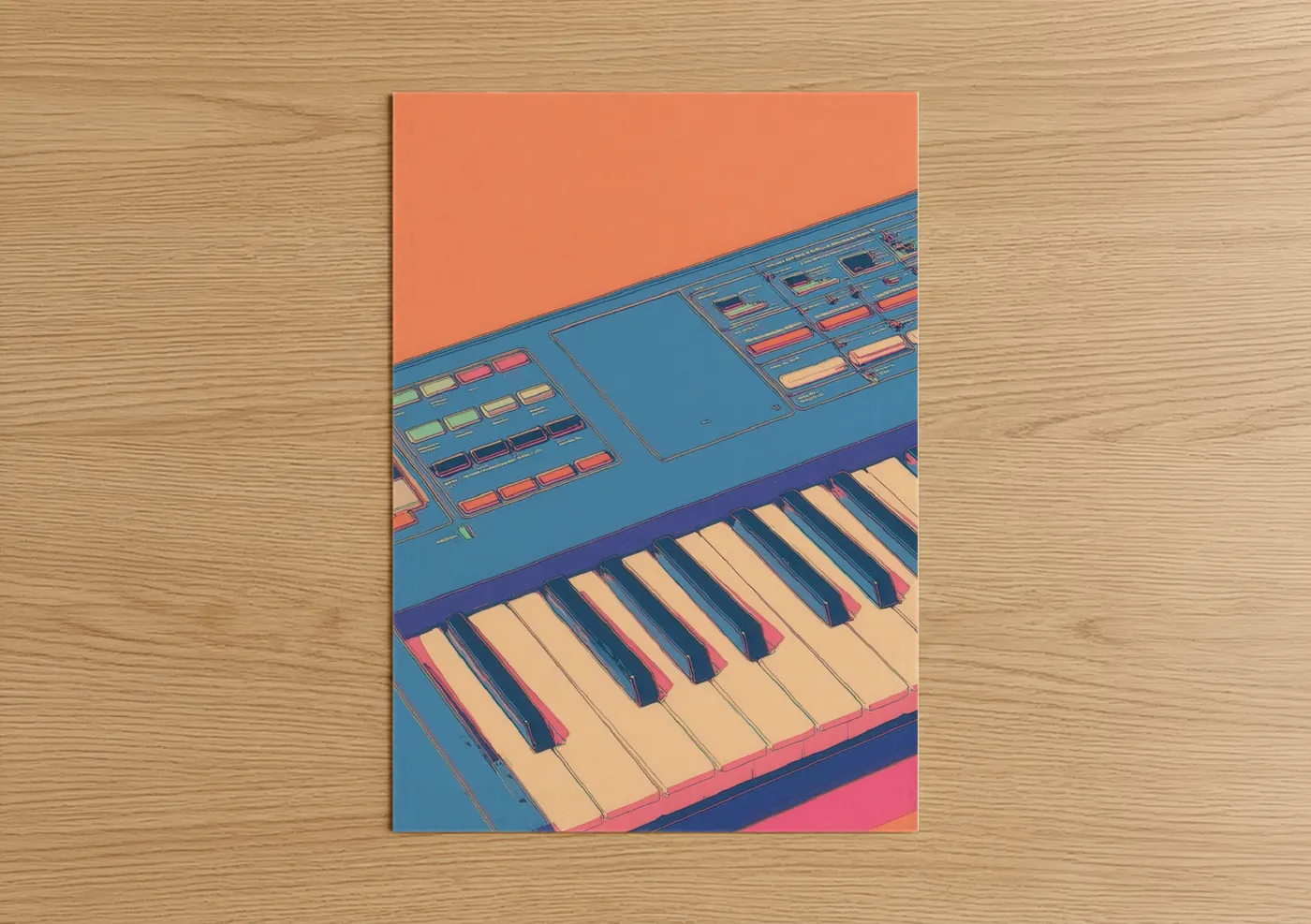 Neon Keyboard Synthwave Art Wall Art