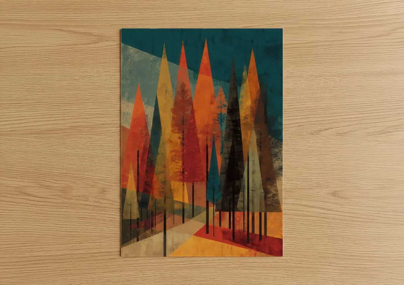 Autumn Pine Forest Abstract Modern Wall Art