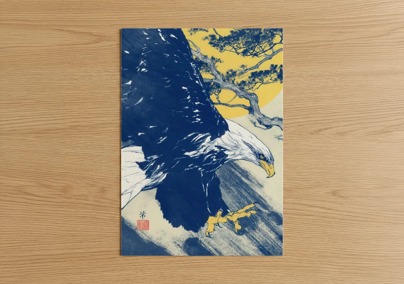 Soaring Eagle Japanese Woodblock Wall Art