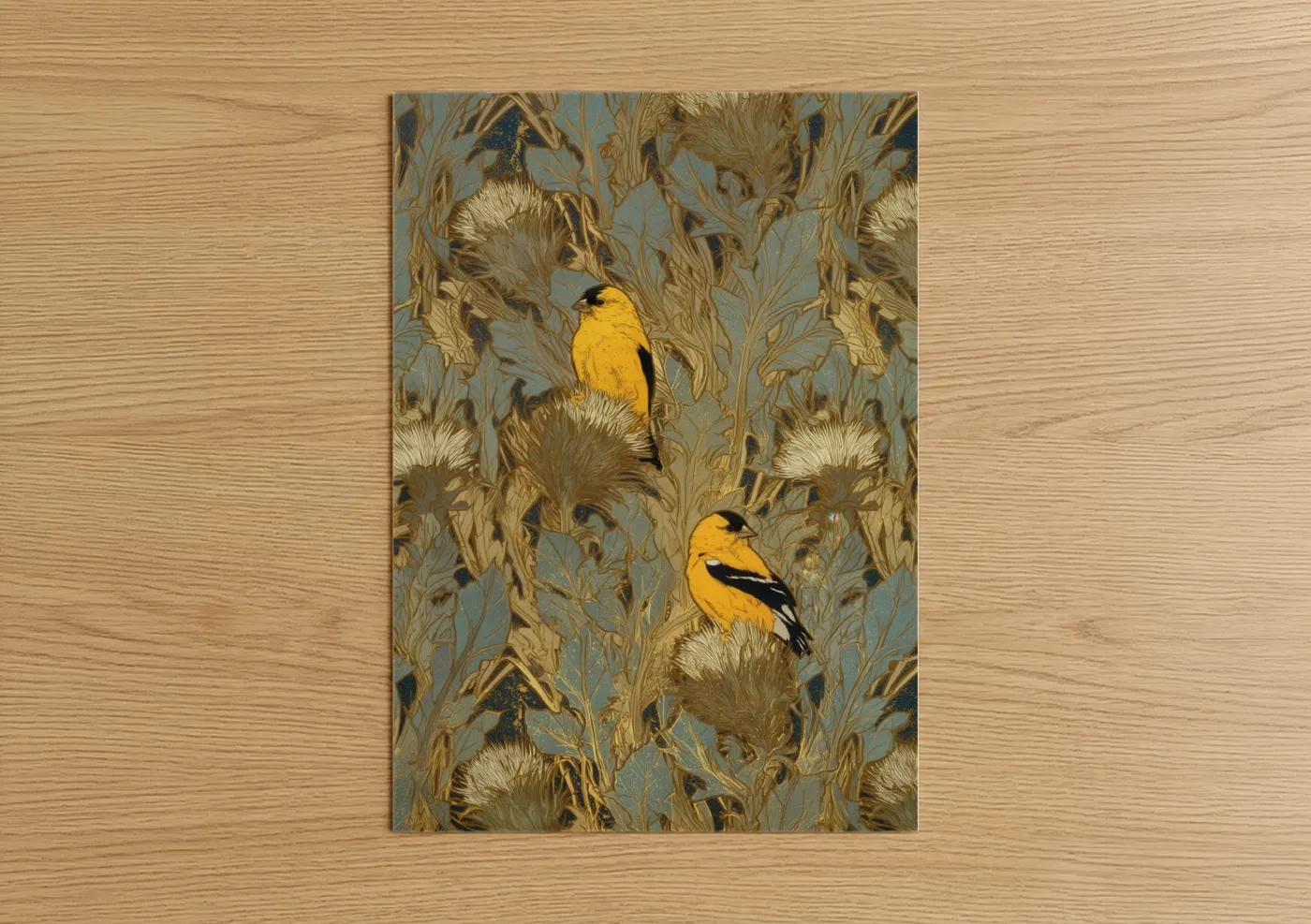 Golden Finch Botanical Illustration Wall Art