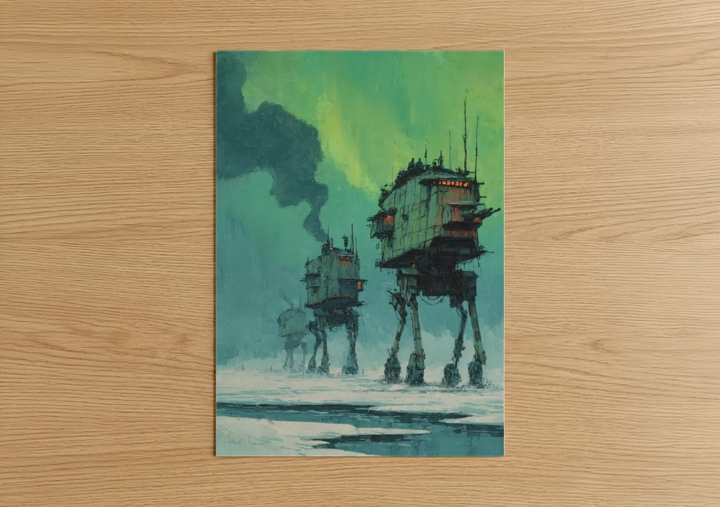 Futuristic Sci-Fi Walker Neon Outpost Wall Art