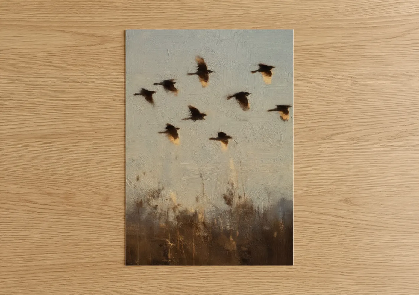 Golden Flight Finches Oil Painting Wall Art
