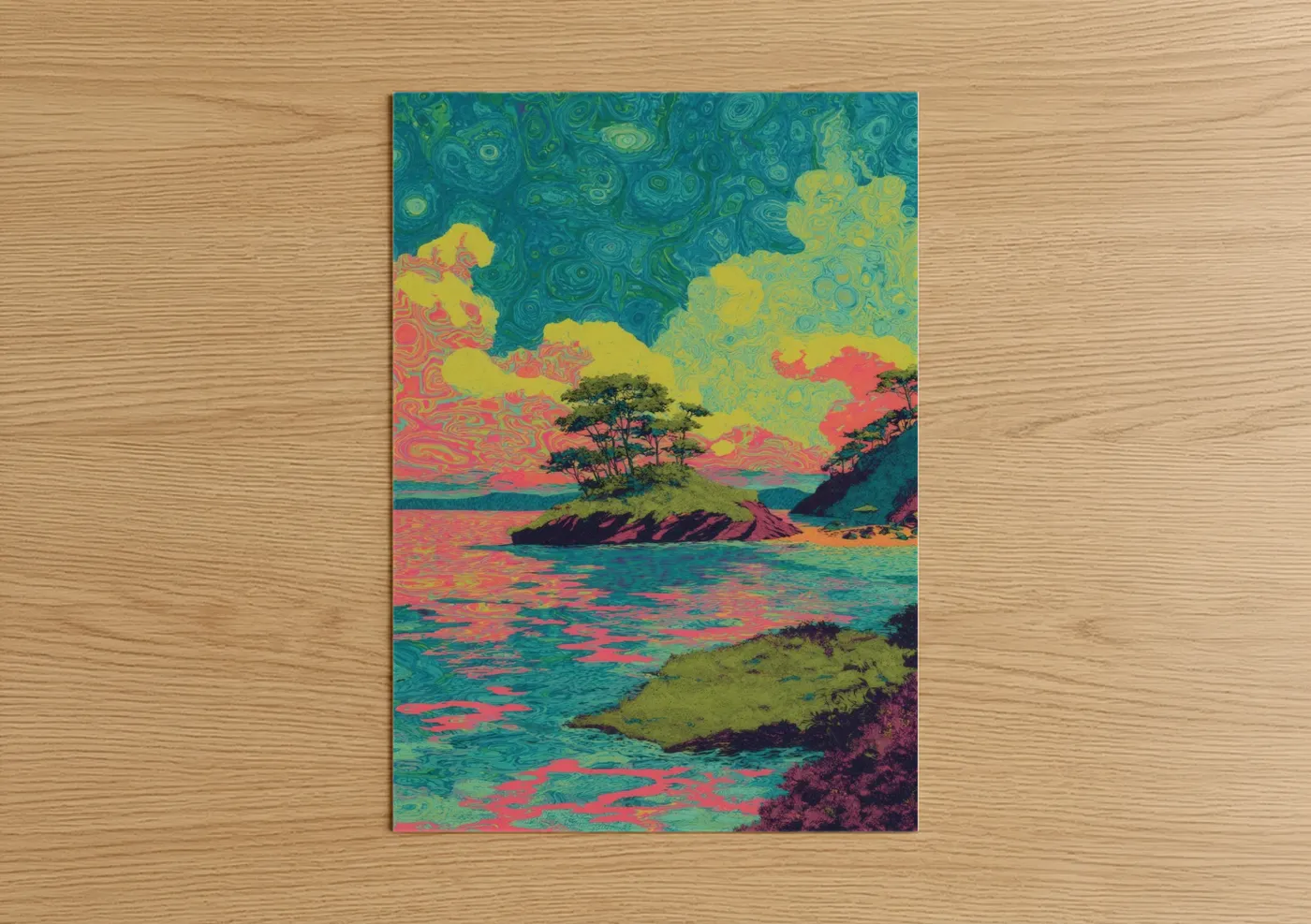 Tropical Island Psychedelic Landscape Wall Art