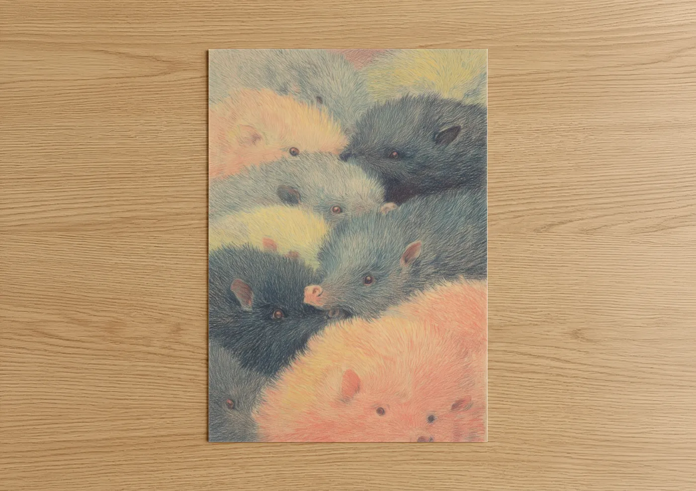 Dreaming Bats Soft Pastel Wildlife Wall Art
