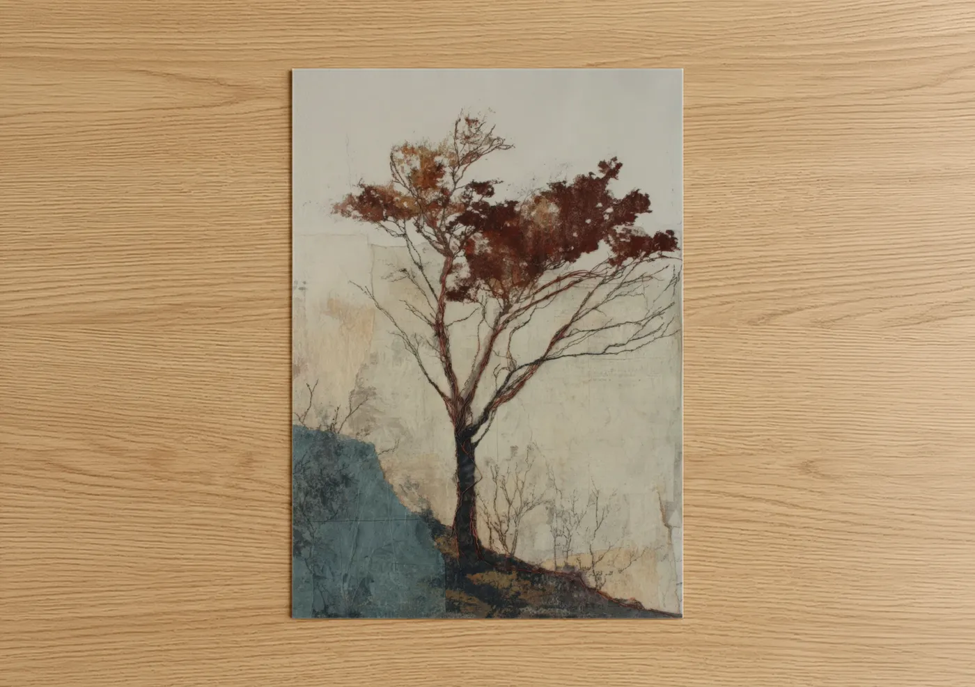 Solitary Cedar Tree Watercolor Wall Art