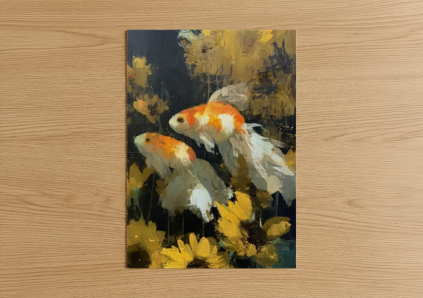 Orange and White Goldfish Painting Wall Art