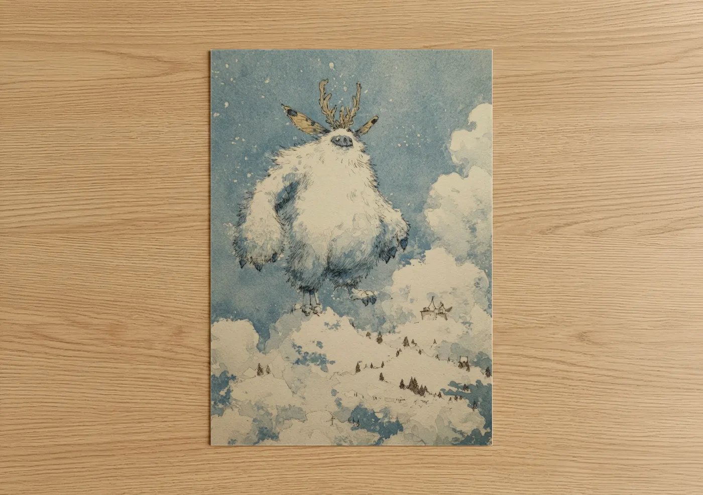 Snowy Yeti Mythical Creature Winter Wall Art