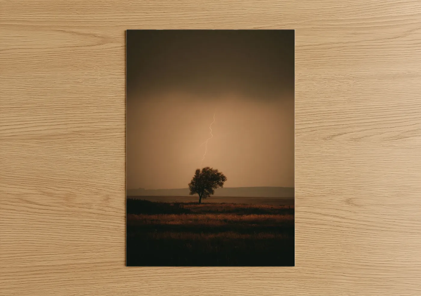 Lightning Strike Solitary Tree Storm Sky Wall Art