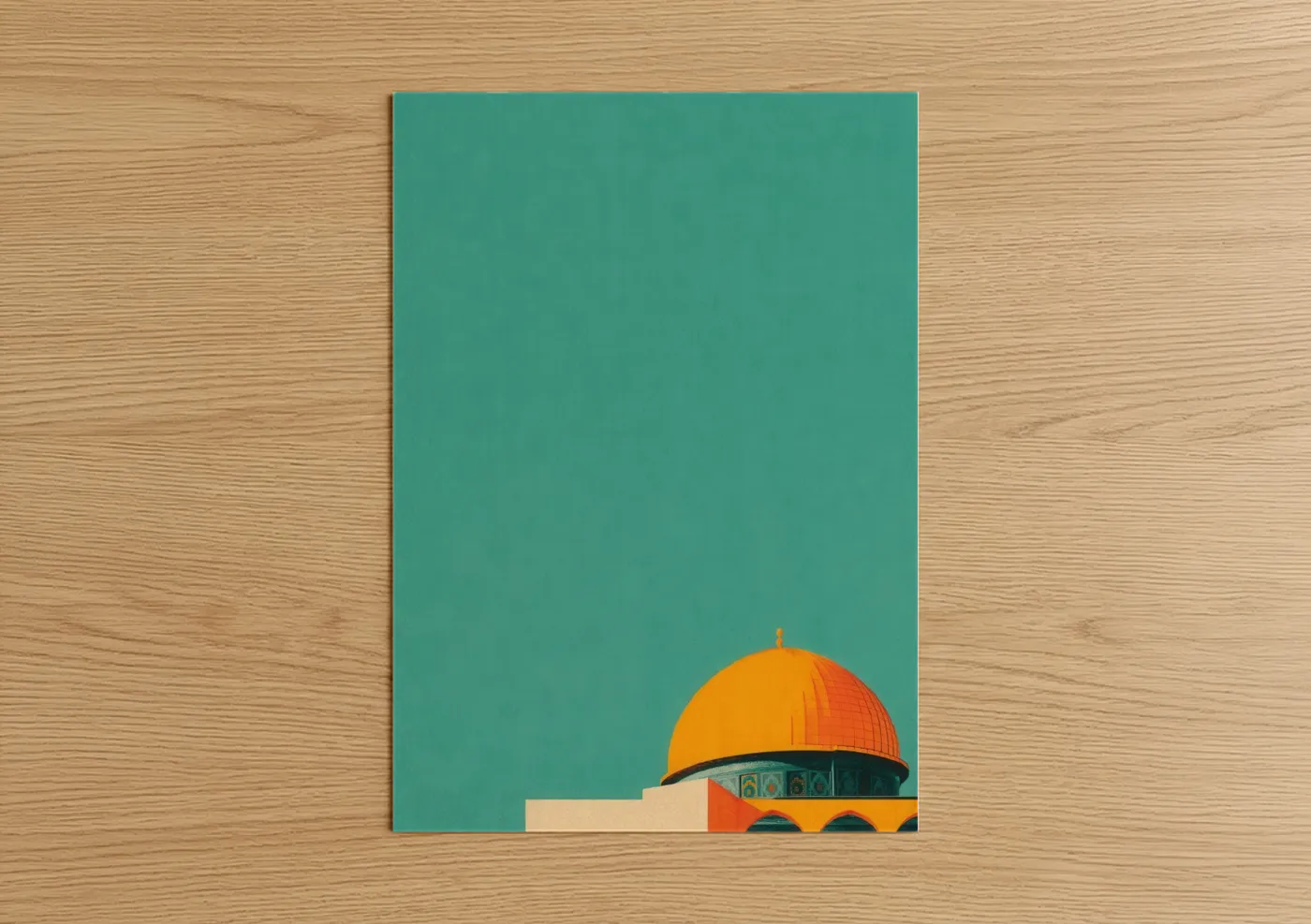 Golden Dome Islamic Architecture Illustration Wall Art