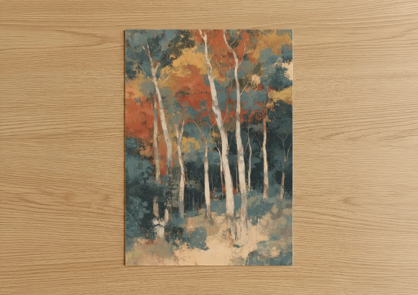 Autumn Eucalyptus Forest Painting Wall Art