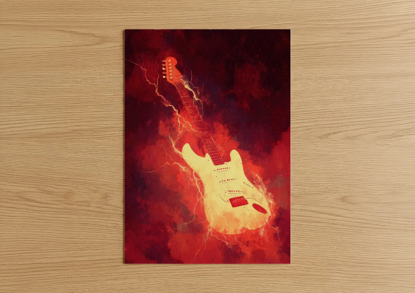 Electric Guitar Lightning Storm Power Wall Art