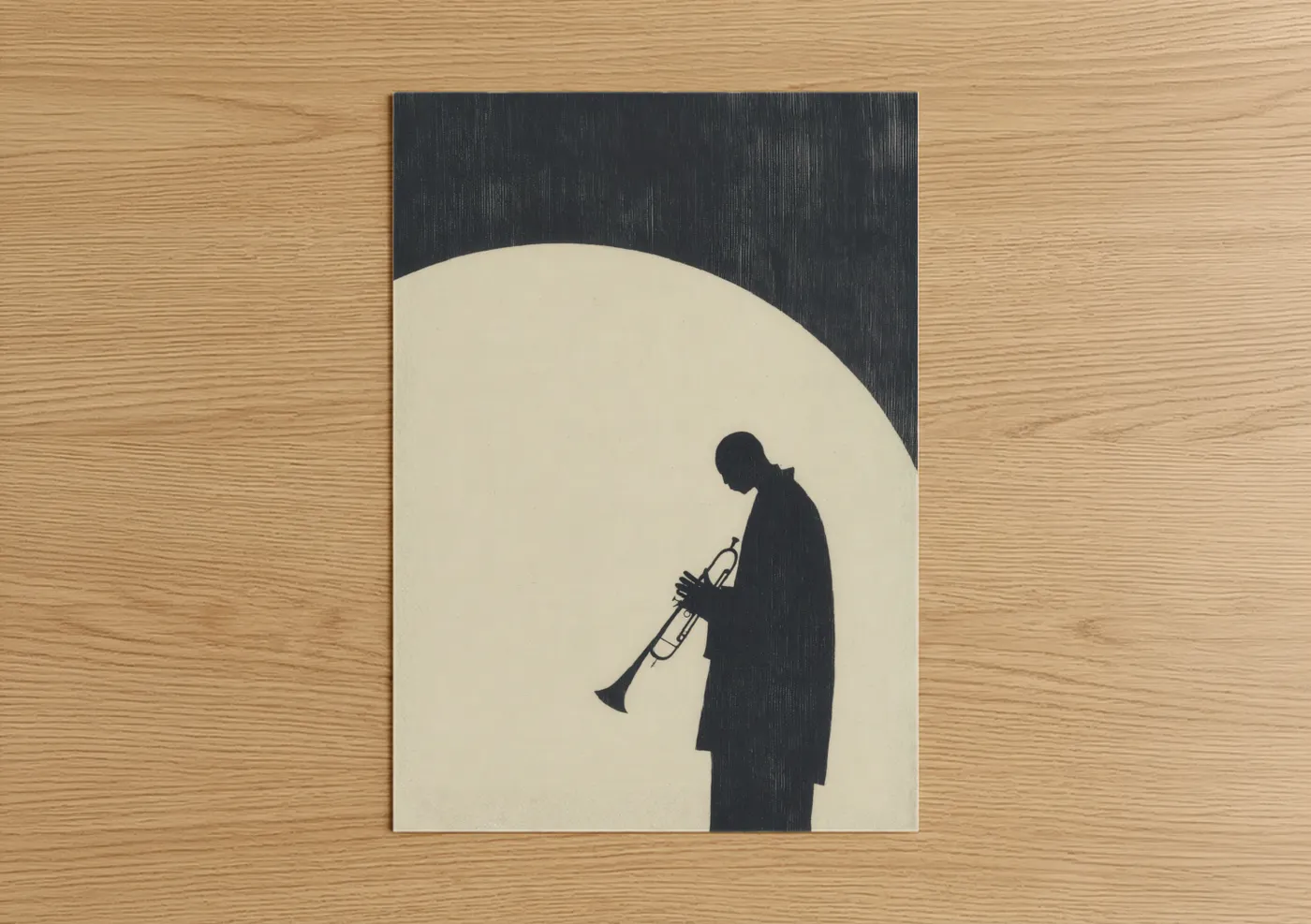 Silhouette Musician Playing Trumpet Jazz Wall Art