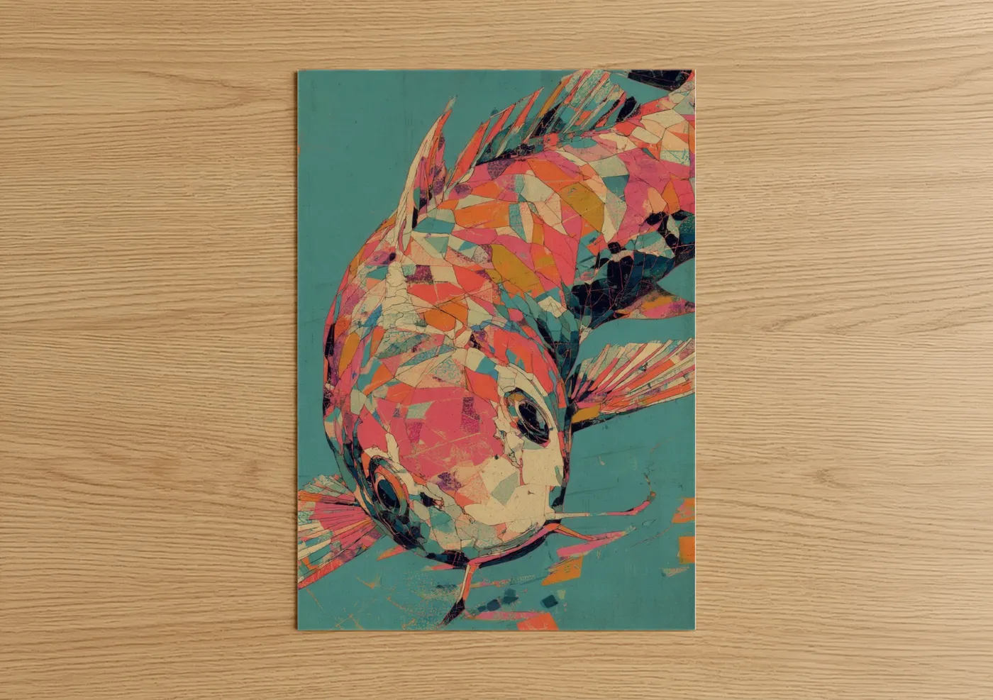 Mosaic Koi Fish Modern Wall Art