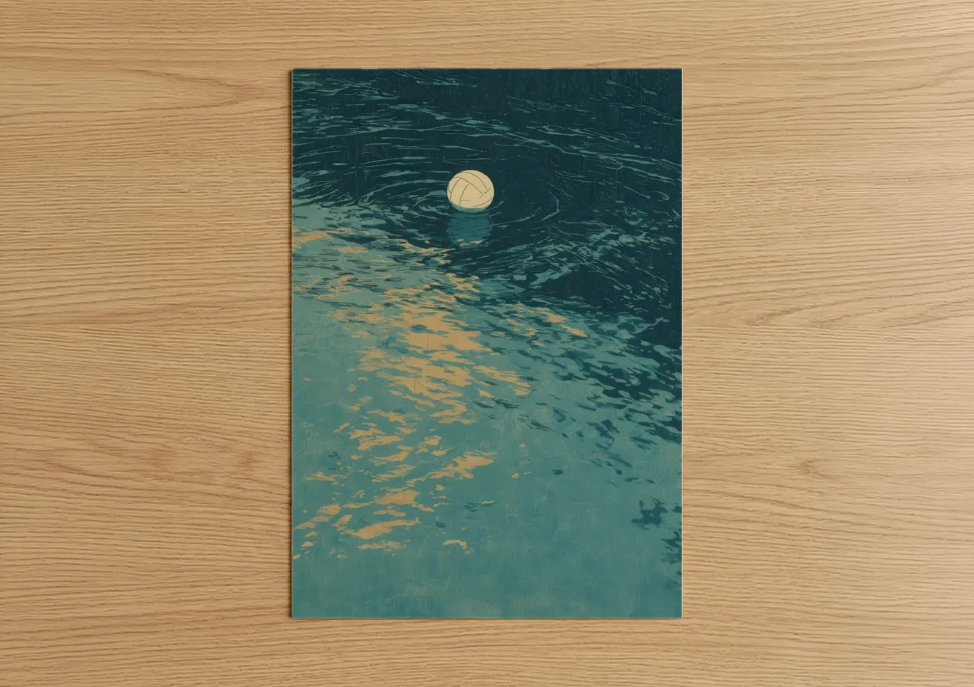 Golden Water Polo Game Illustration Wall Art