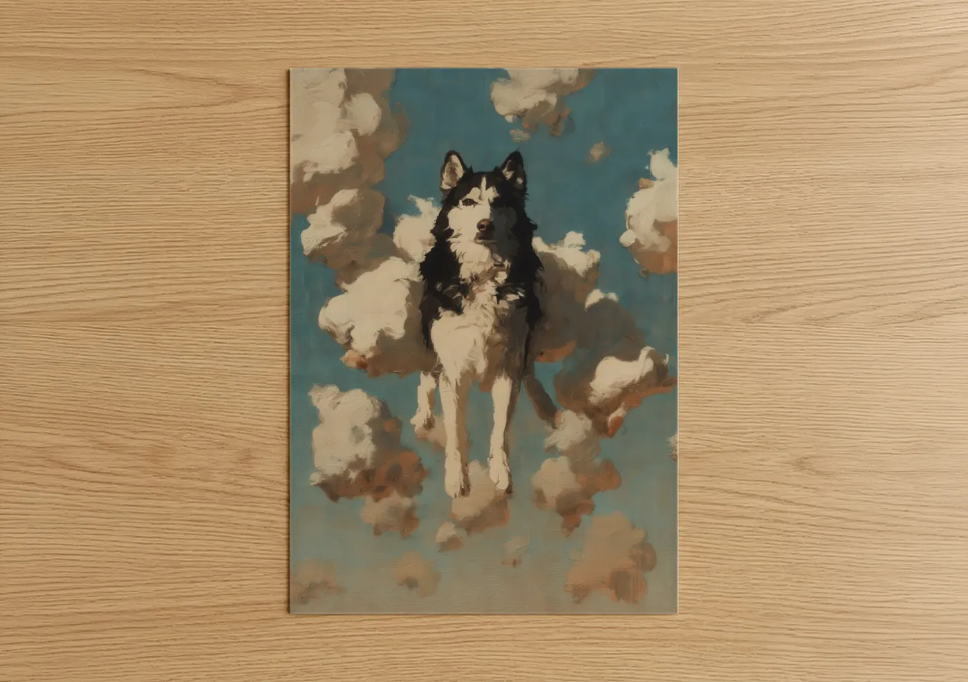 Husky Sky Cloud Illustration Wall Art