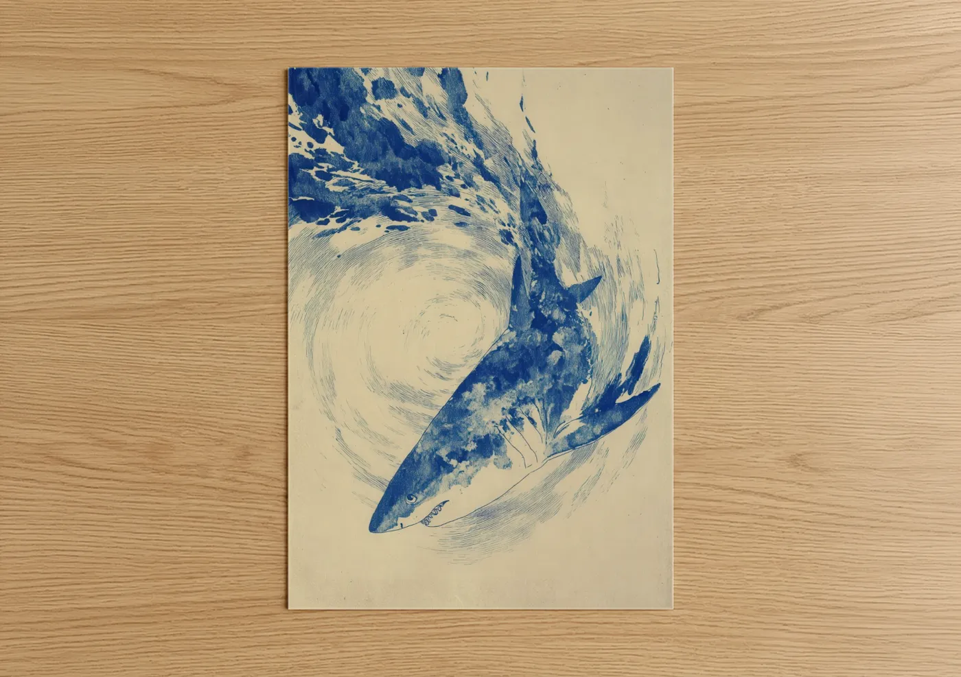 Blue Shark Whirlwind Ocean Wall Art