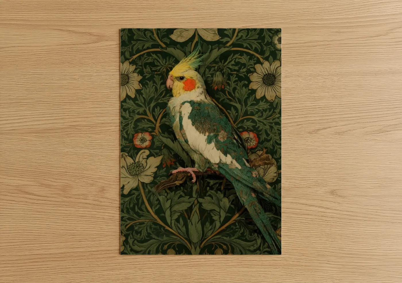 Crested Cockatiel Botanical Wall Art