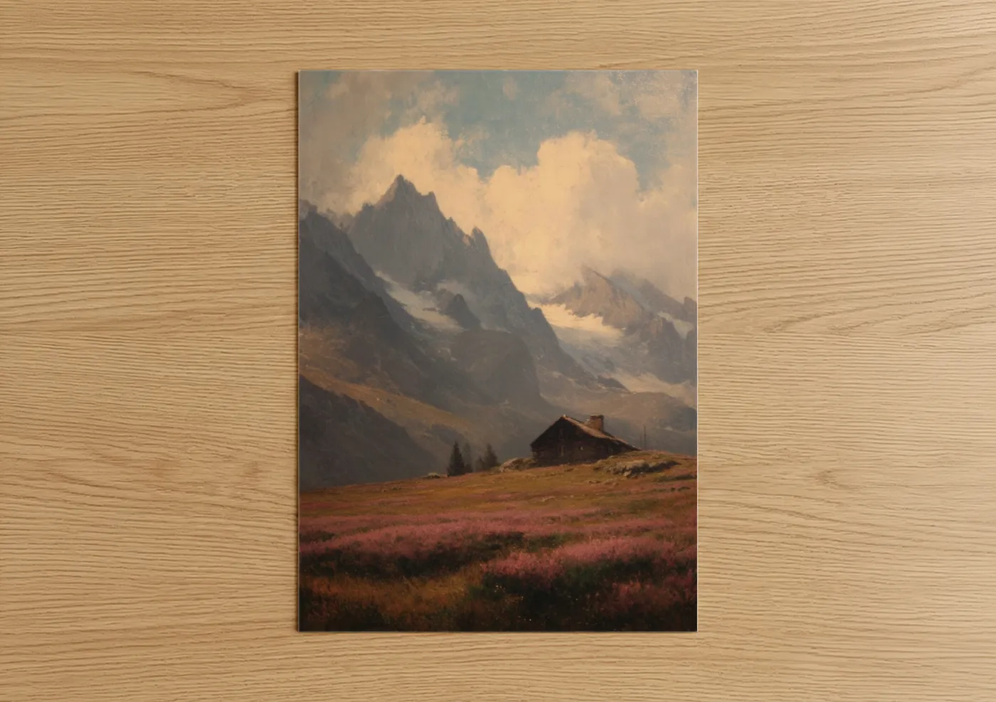 Alpine Cottage Mountain Landscape Wall Art