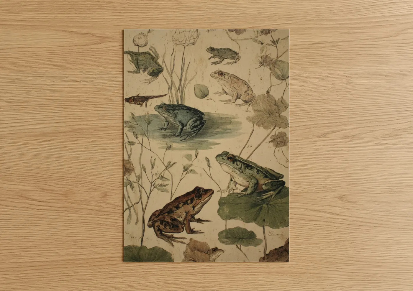 Naturalist Frog Study Classical Illustration Wall Art