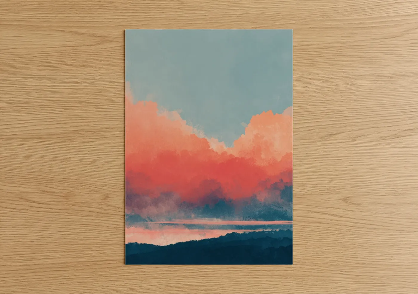 Crimson Morning Sky Landscape Artwork Wall Art