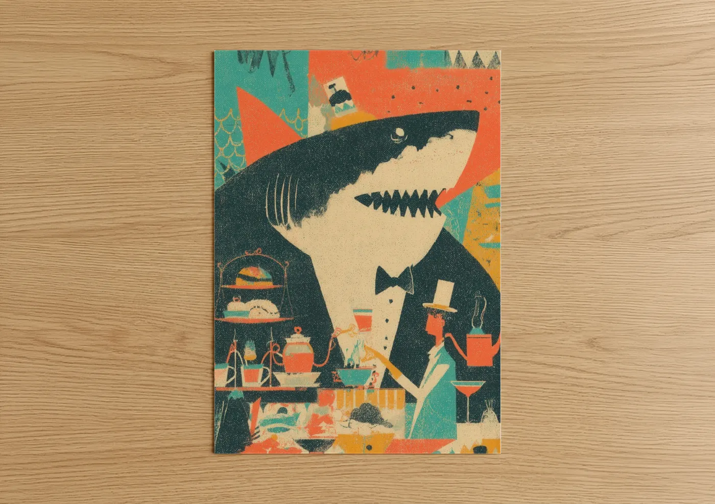 Dapper Shark Vintage Illustration Wall Art