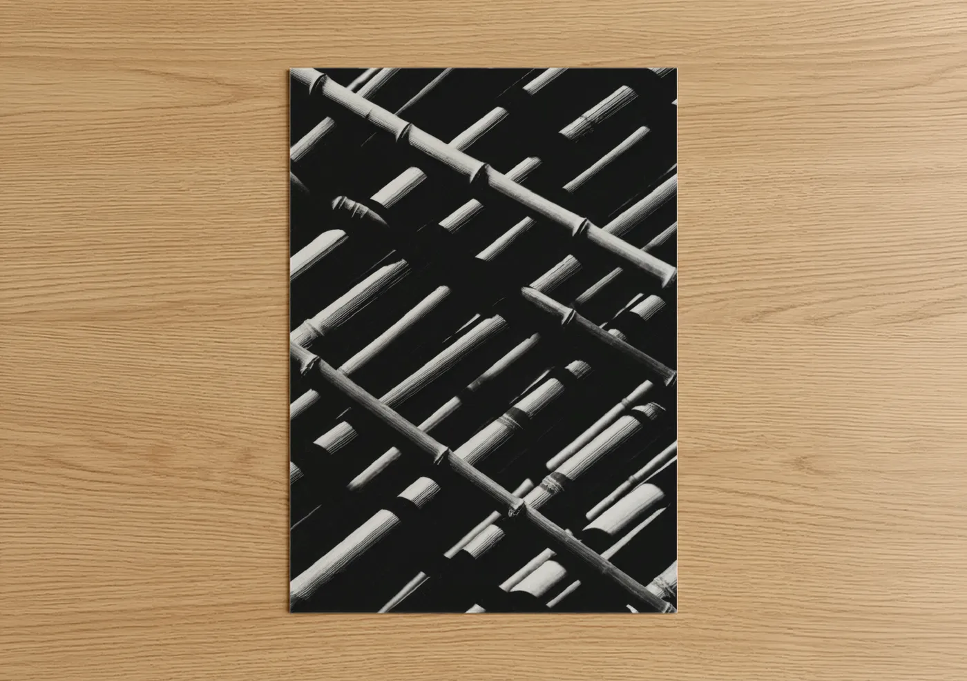 Monochrome Bamboo Geometric Pattern Wall Art