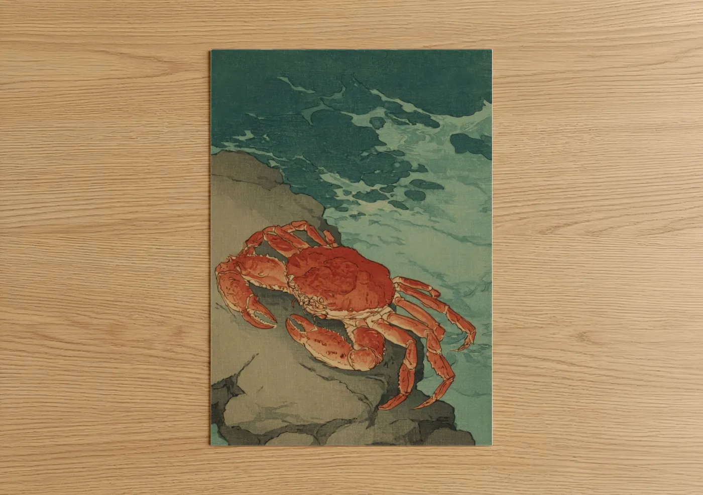 Scarlet Crab Shore Watercolor Wall Art