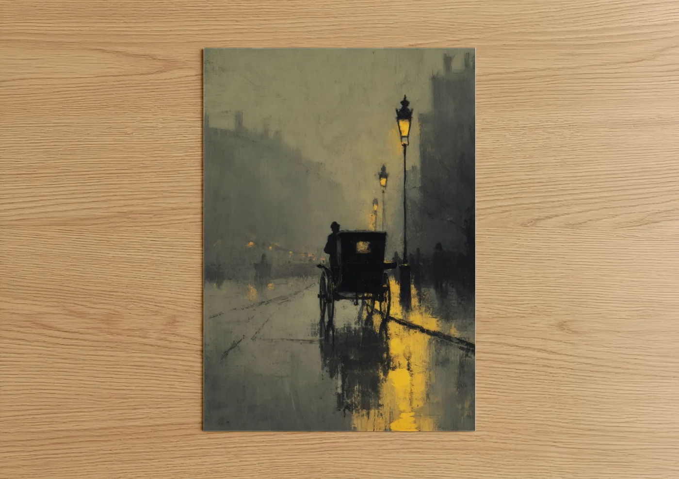 Victorian Carriage Foggy Street Lamps Wall Art