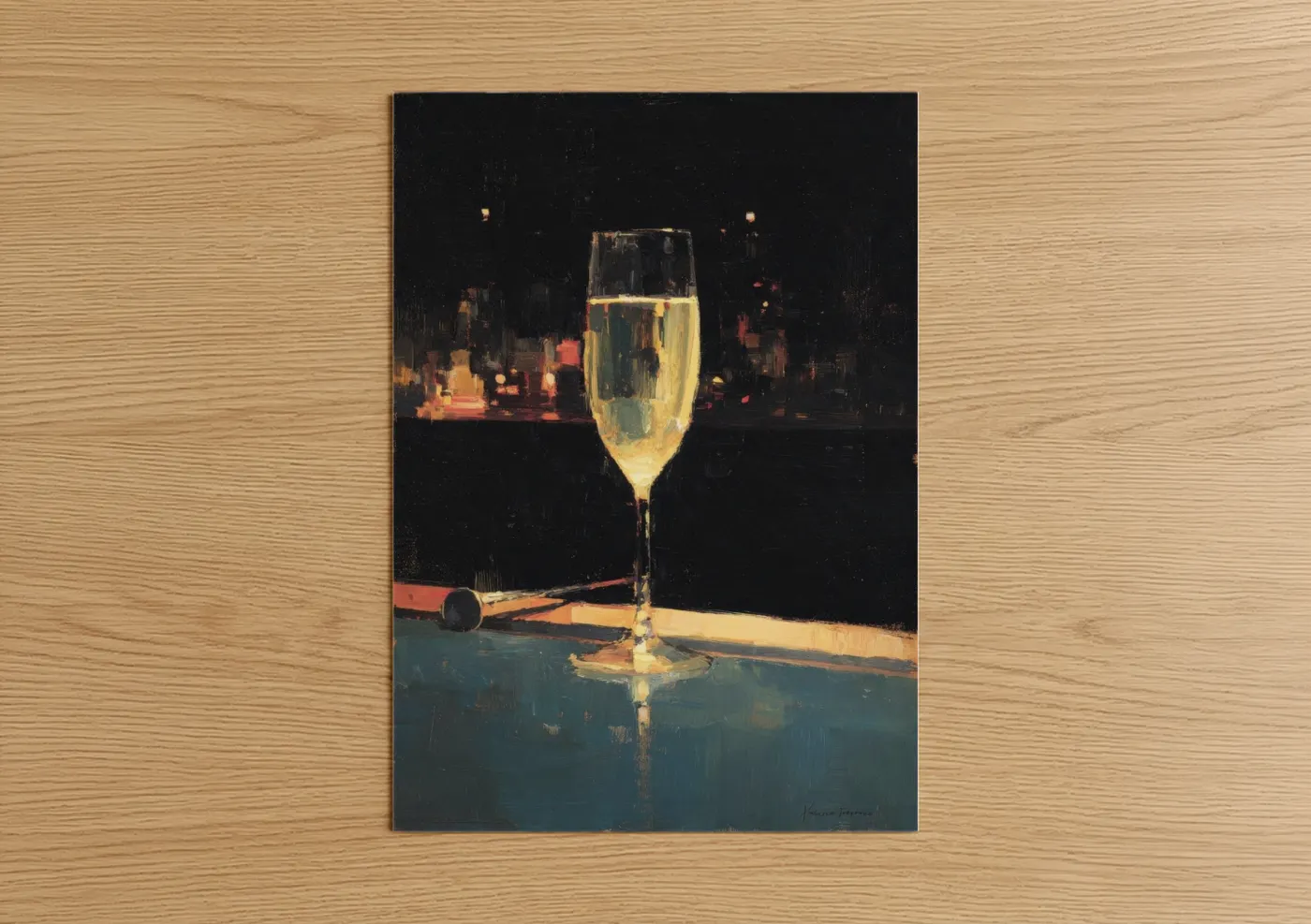 Champagne Glass New Year's Eve Painting Wall Art