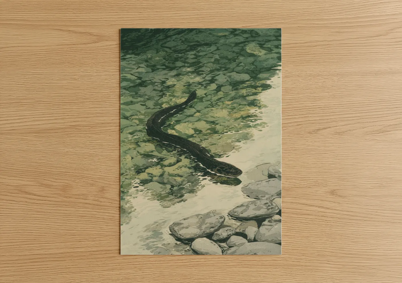 Dark Eel in Clear Shallow Water Wall Art