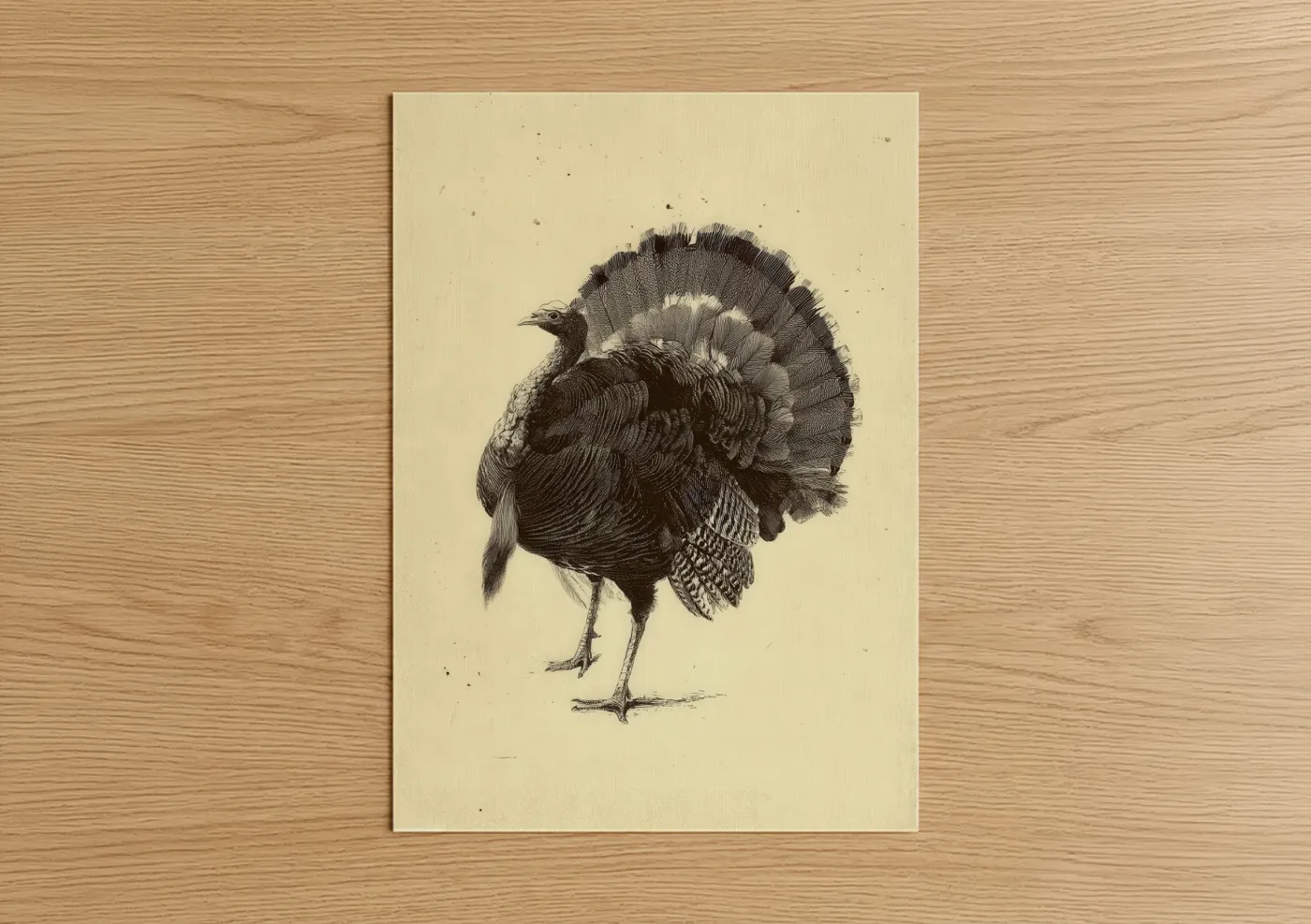 Wild Turkey Engraving Vintage Illustration Wall Art