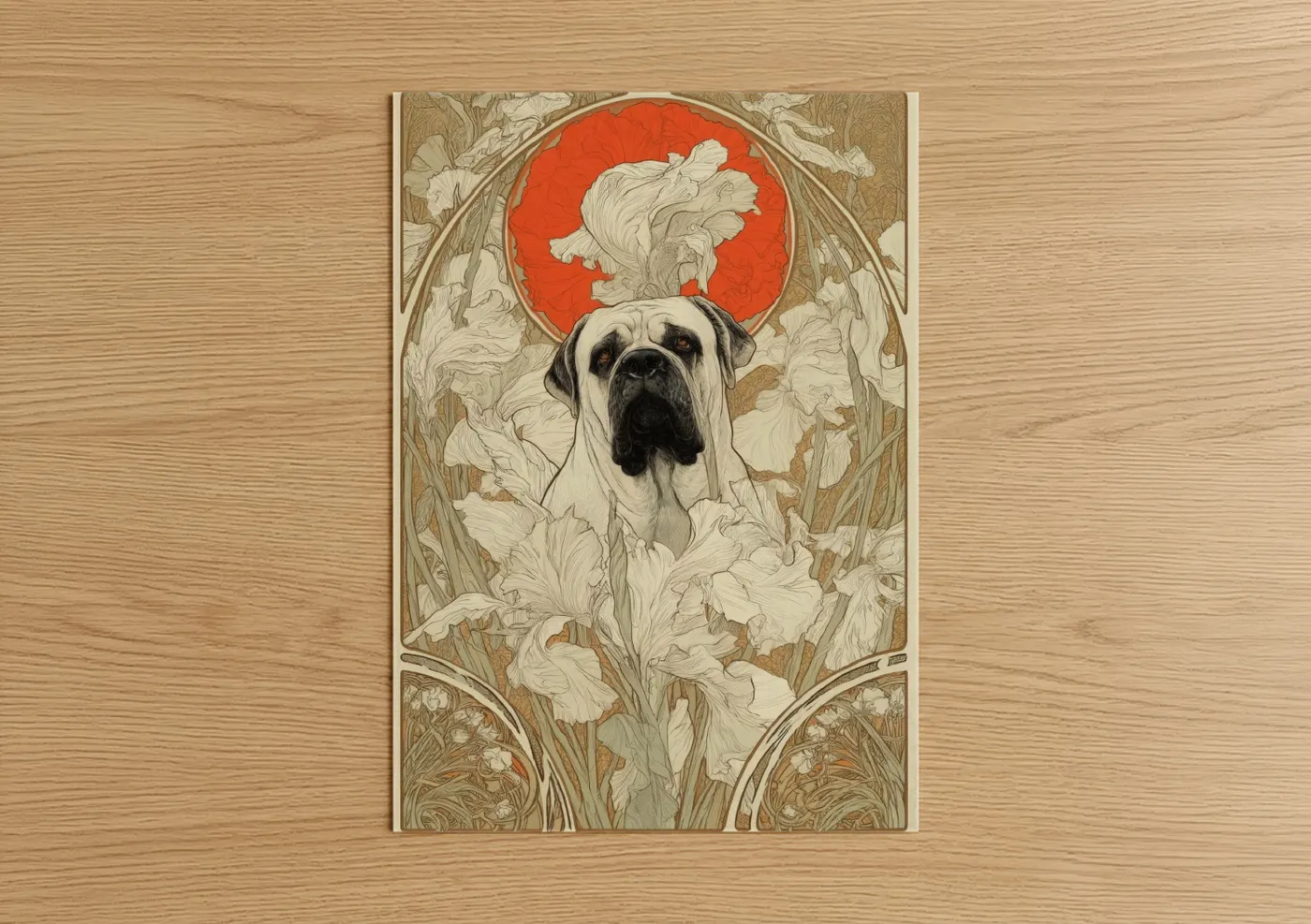 Noble Mastiff Portrait Art Deco Style Wall Art