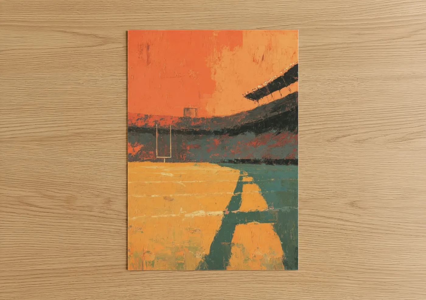 Stadium Sunset Orange Athletic Field Wall Art