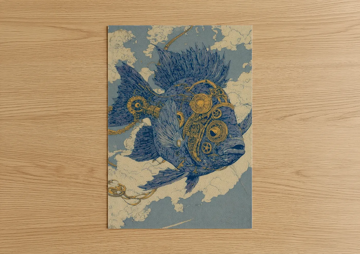 Steampunk Discus Fish Gears Wall Art