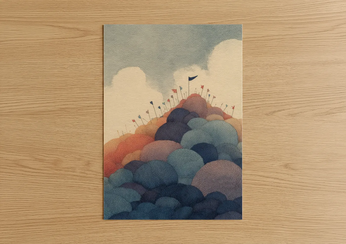 Knitted Hills Textile Art Illustration Wall Art
