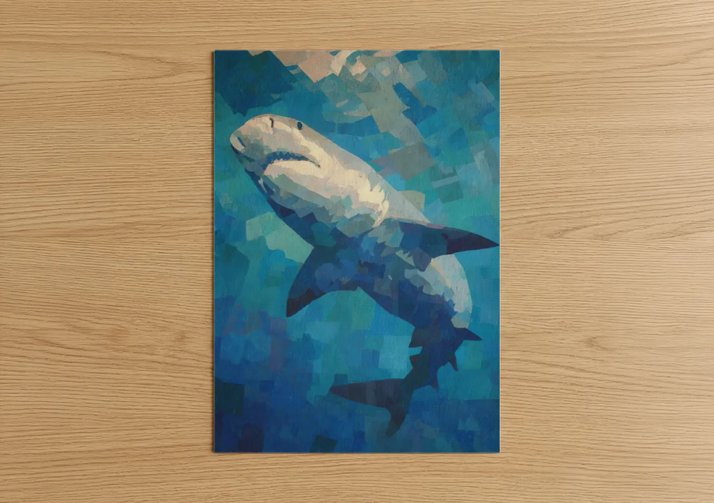 Bull Shark Deep Blue Abstract Wall Art