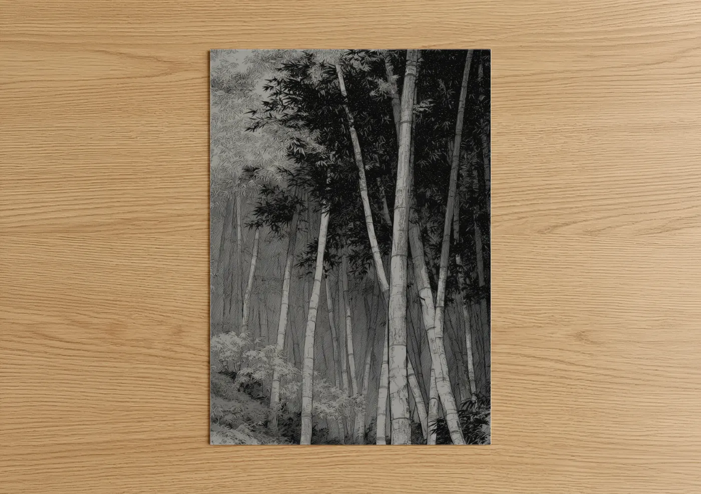 Misty Bamboo Grove Zen Forest Wall Art