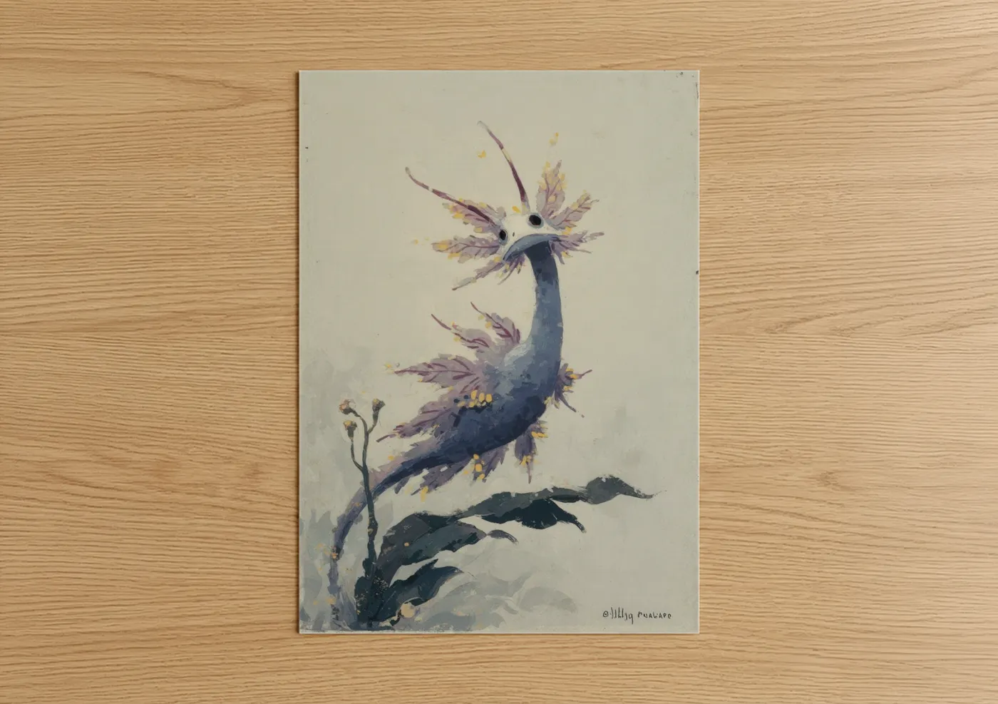 Purple Nudibranch Watercolor Sea Wall Art