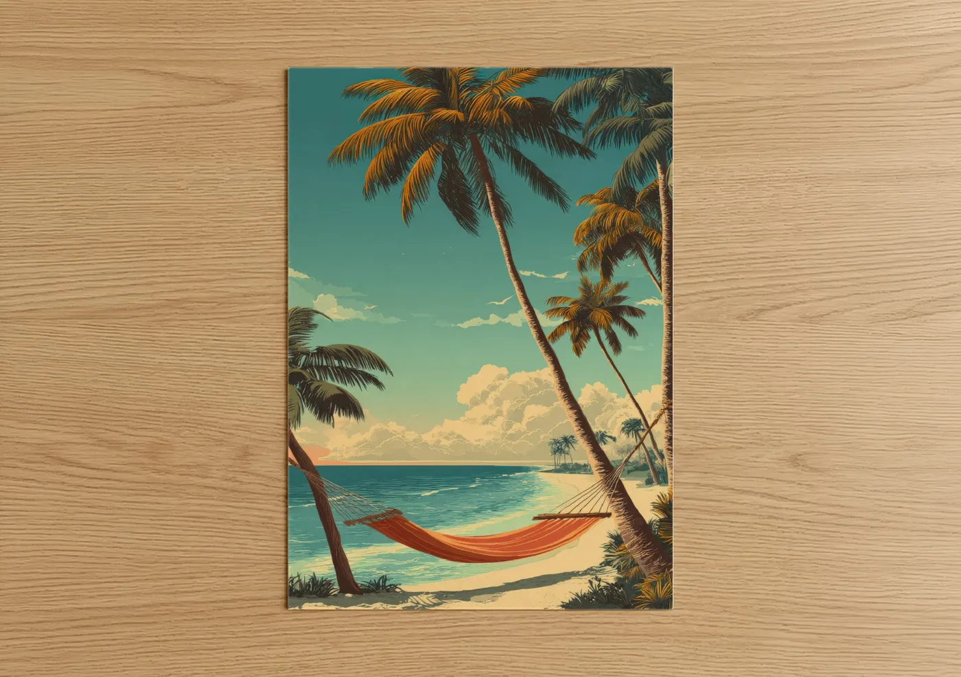 Tropical Beach Hammock Palm Trees Ocean Wall Art