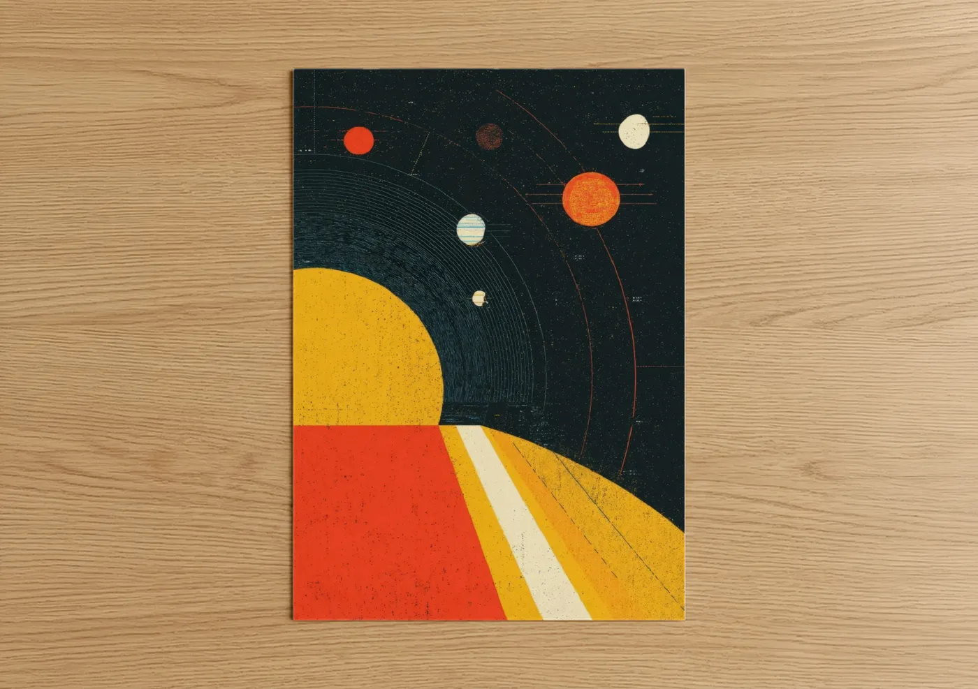 Solar System Retro Vintage Space Wall Art