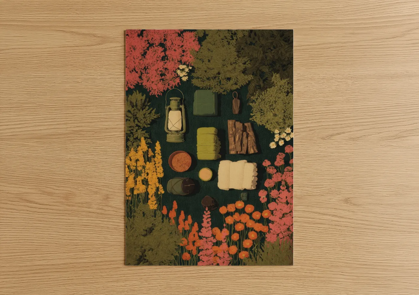 Camping Essentials Flat Lay Wall Art