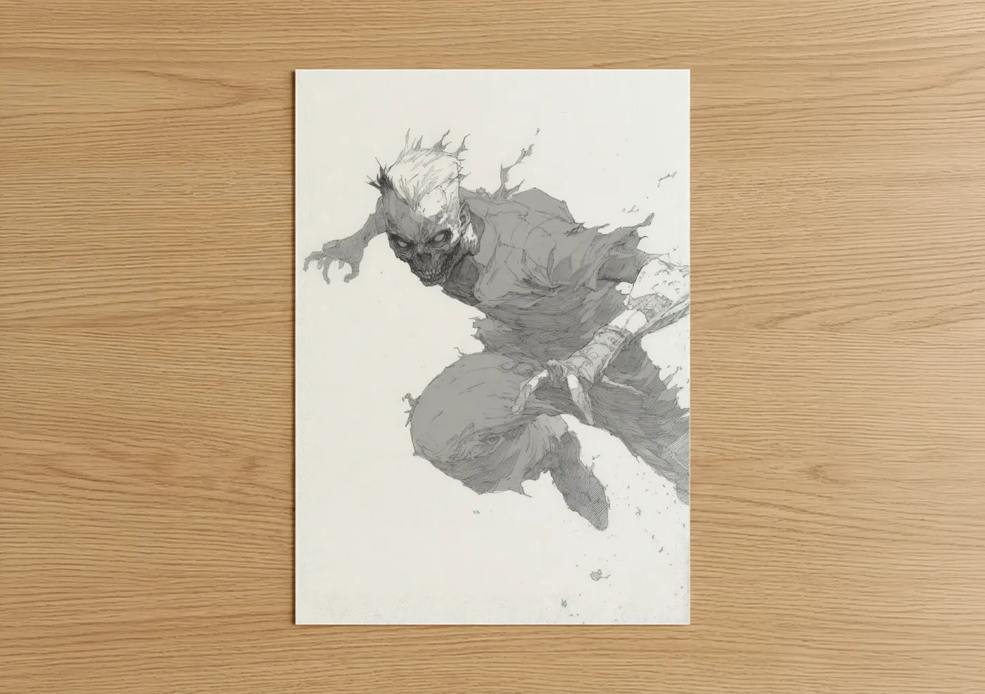 Undead Creature Dark Fantasy Sketch Wall Art