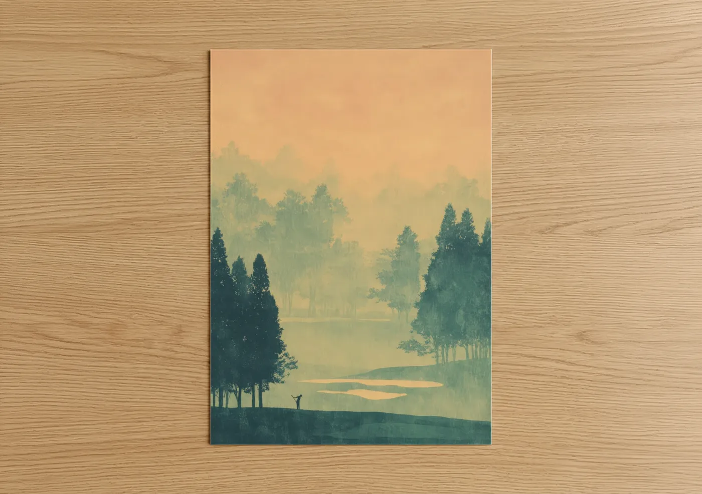 Misty Golf Course Landscape Painting Wall Art