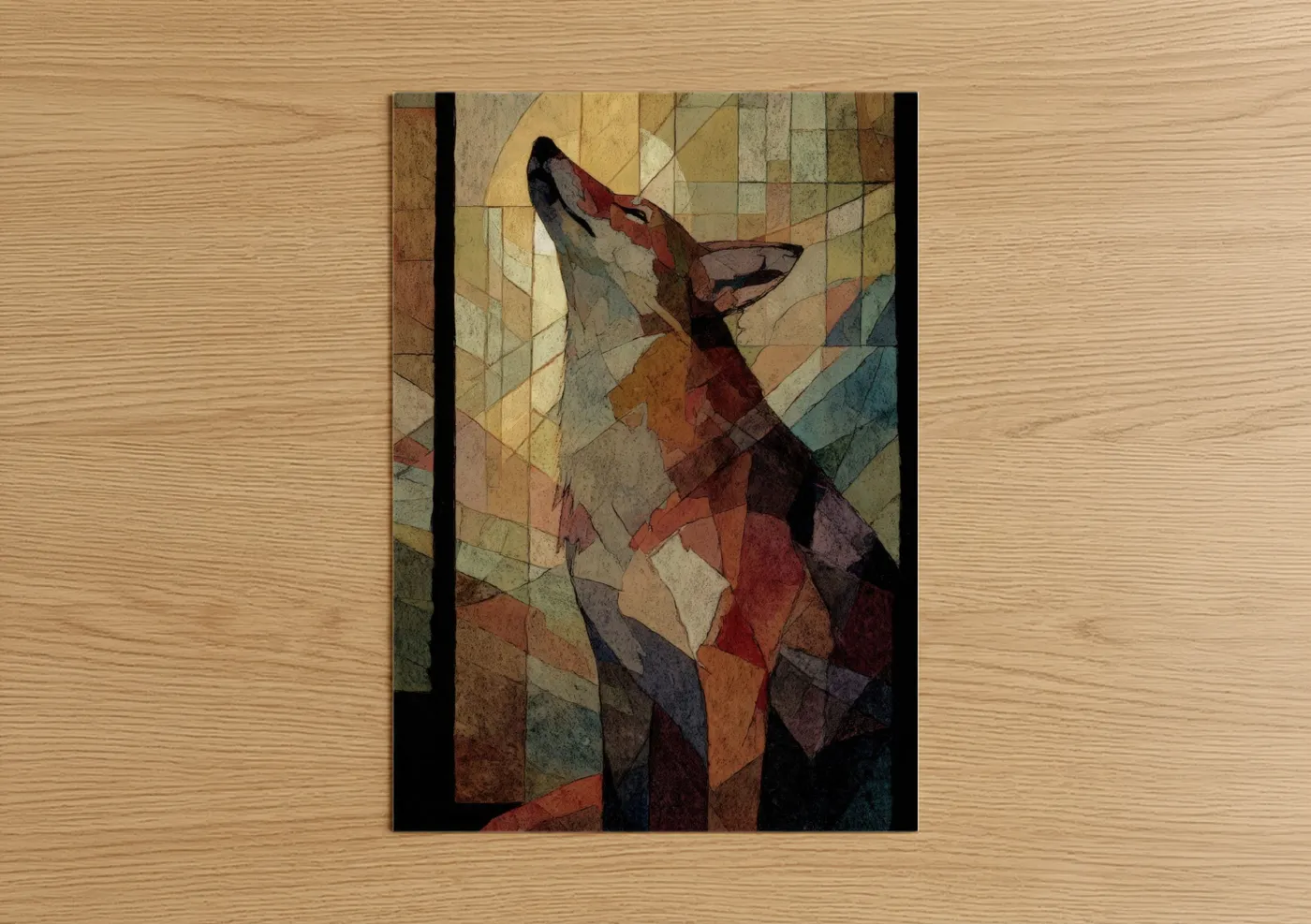 Geometric Coyote Abstract Art Print Wall Art