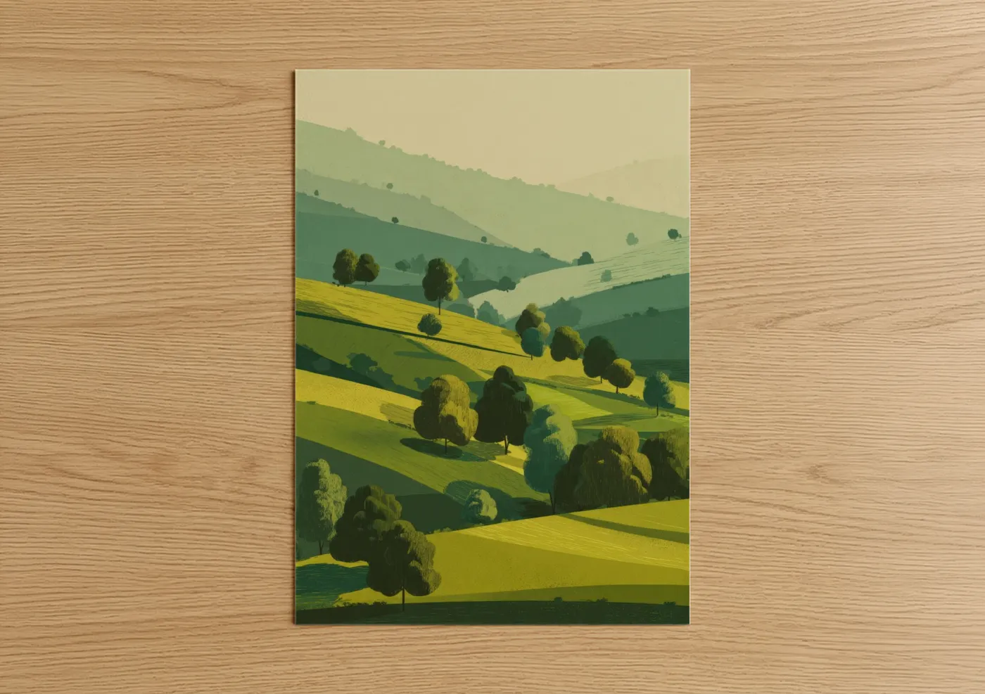 Rolling Green Meadow Landscape Wall Art