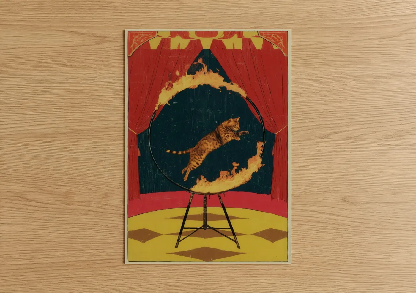 Acrobat Cat Vintage Circus Wall Art