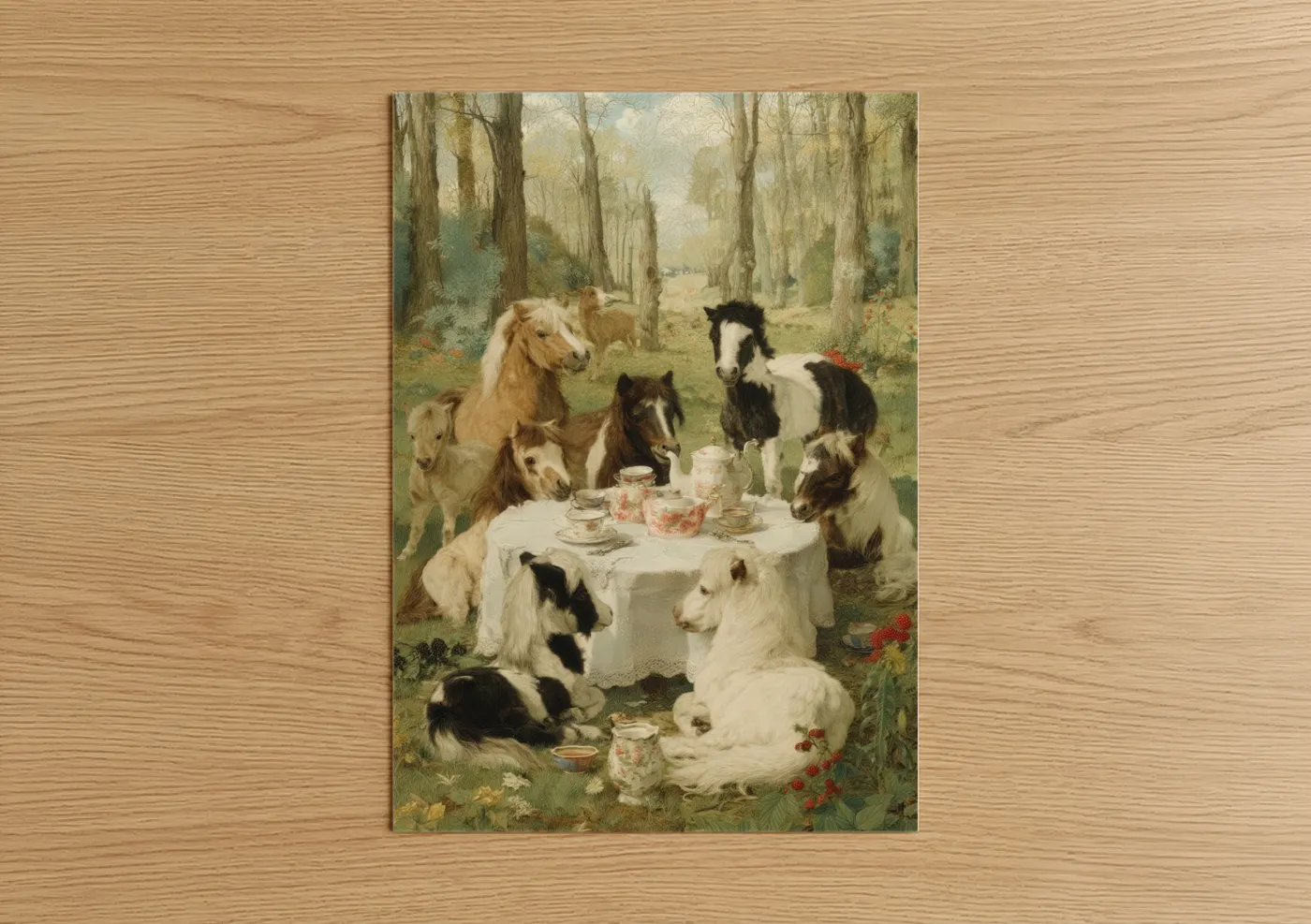 Miniature Horses Forest Tea Party Wall Art