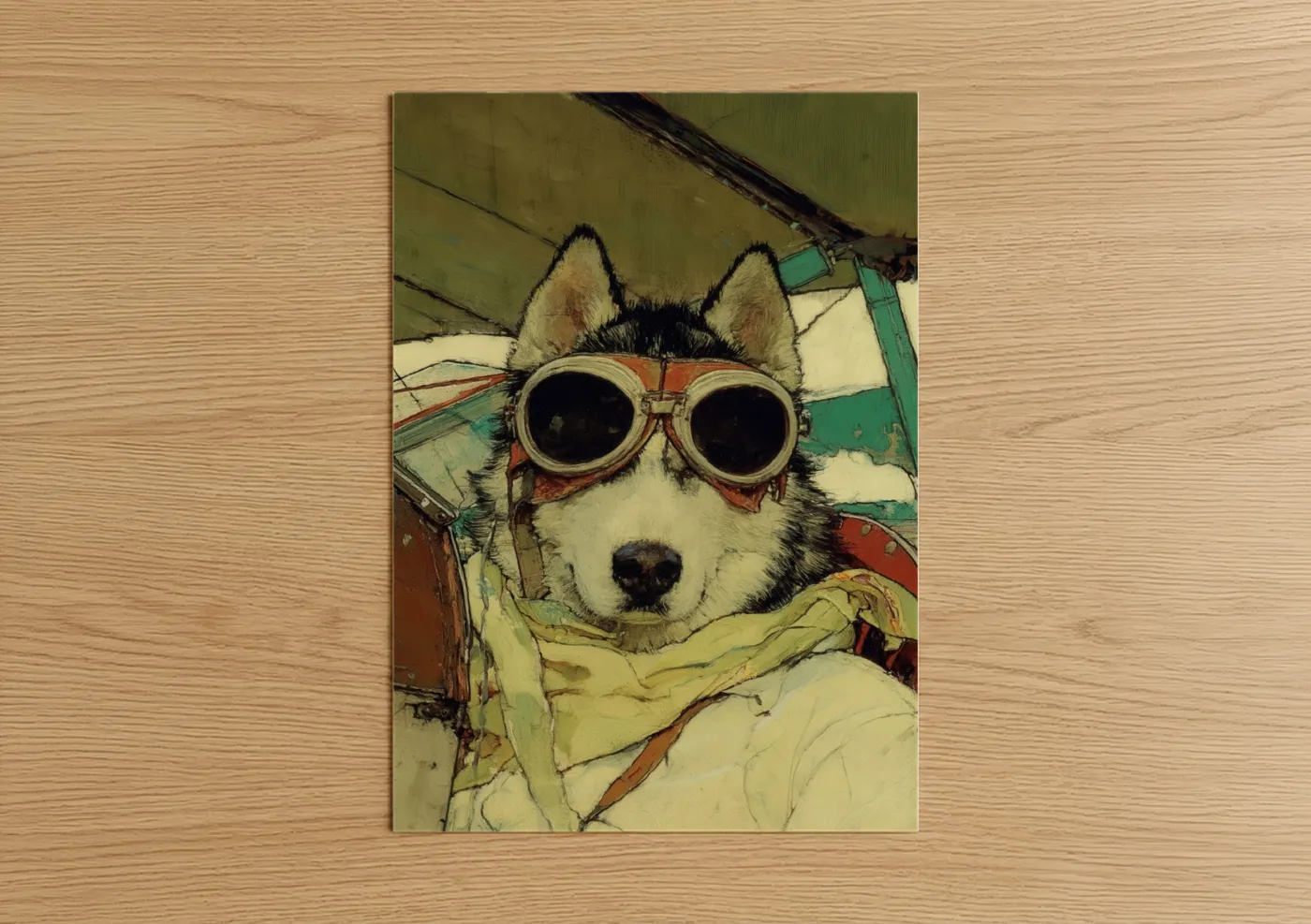Aviator Husky in Steampunk Goggles Wall Art
