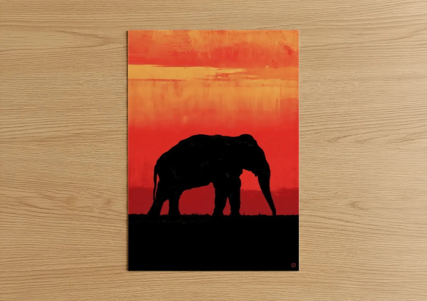 Asian Elephant Sunset Silhouette Wall Art